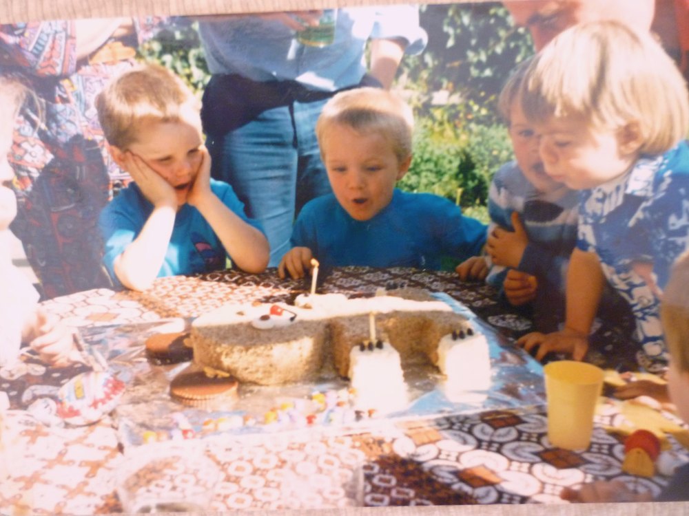 Stage 3: the same slide with the faded yellow and cyan layers rebuilt, colour close to neutral
